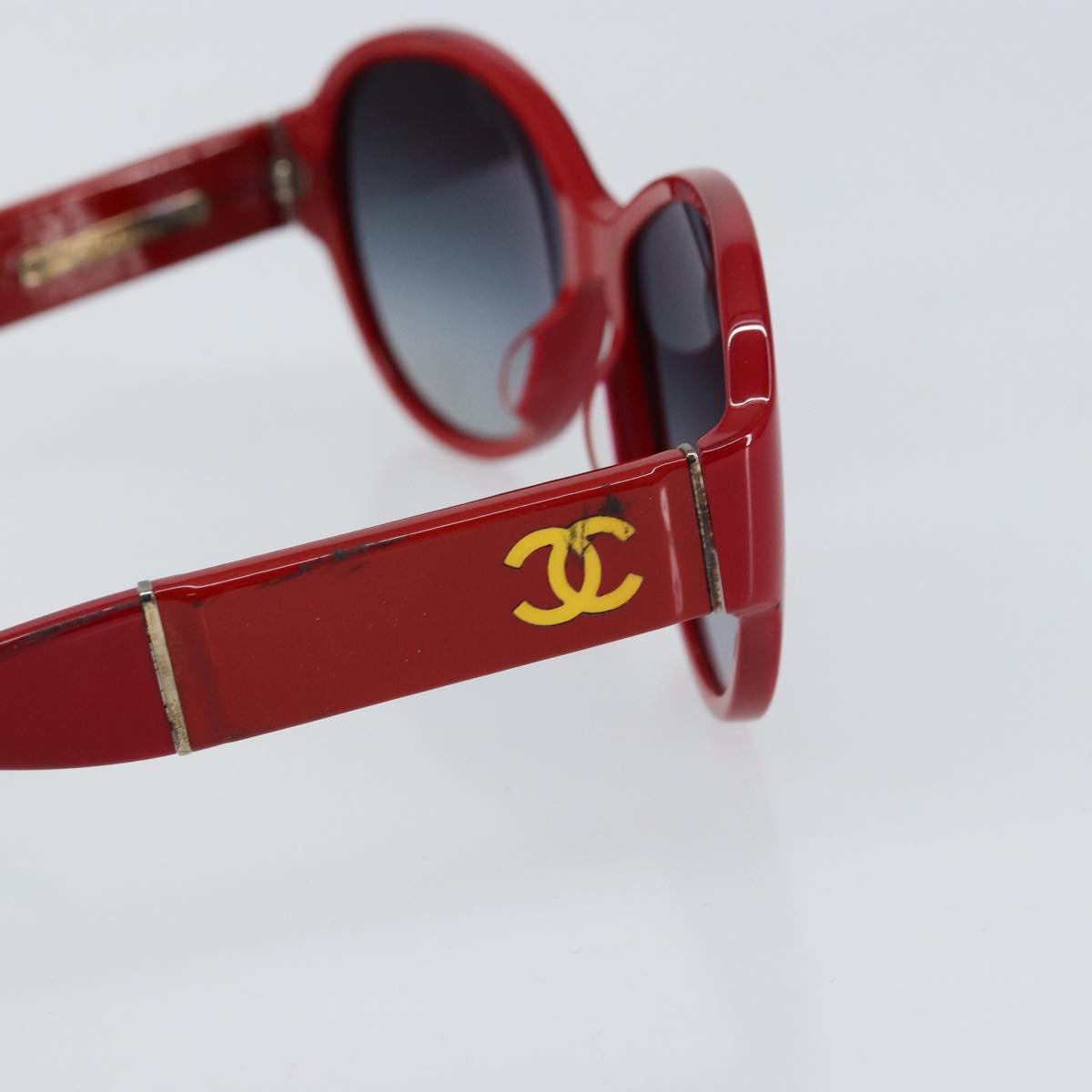 CHANEL Sunglasses plastic Red CC Auth BA9167