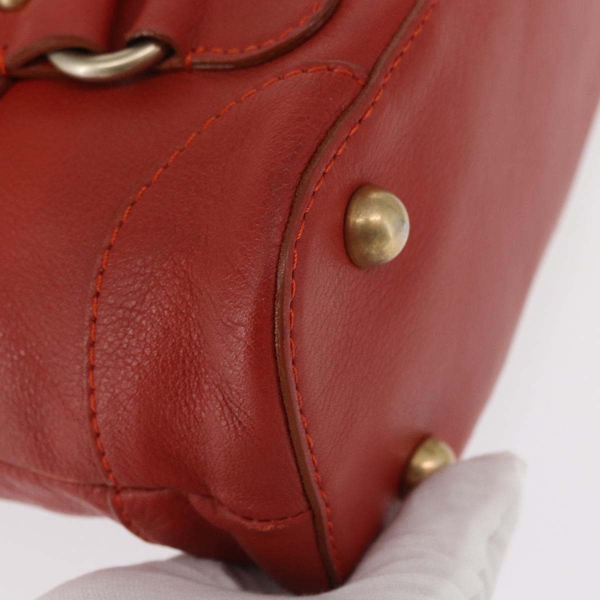 Chloe Hand Bag Leather Red Gold Auth BA9169