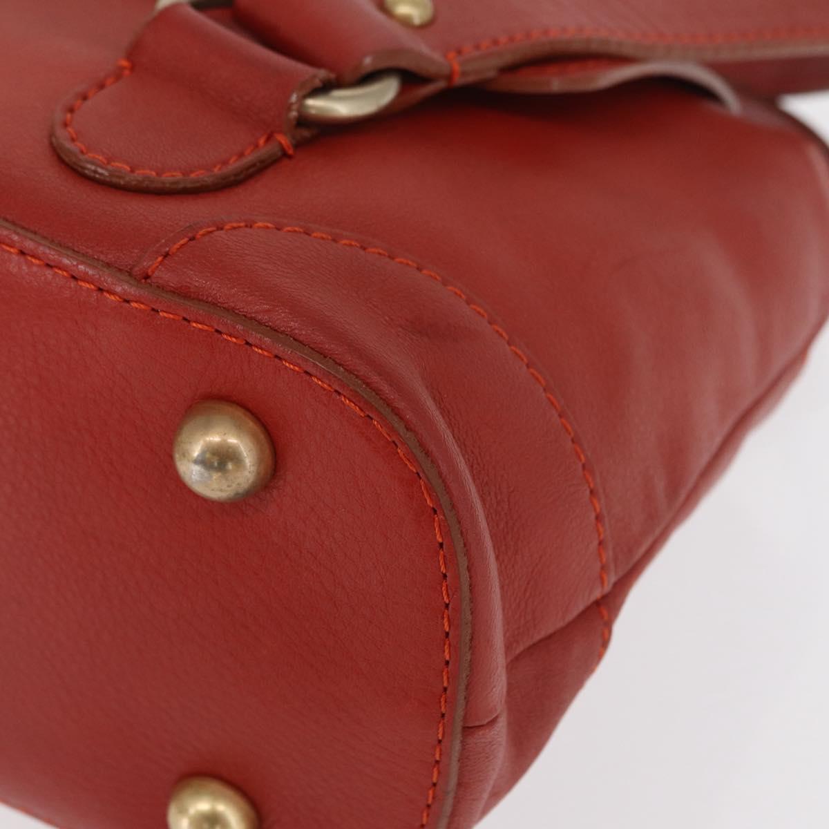 Chloe Hand Bag Leather Red Gold Auth BA9169