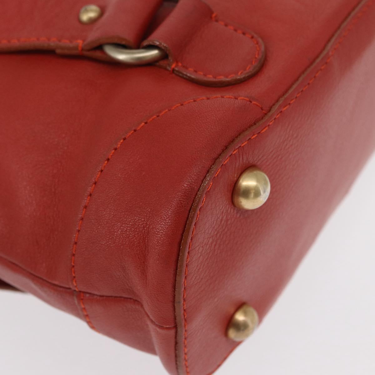 Chloe Hand Bag Leather Red Gold Auth BA9169