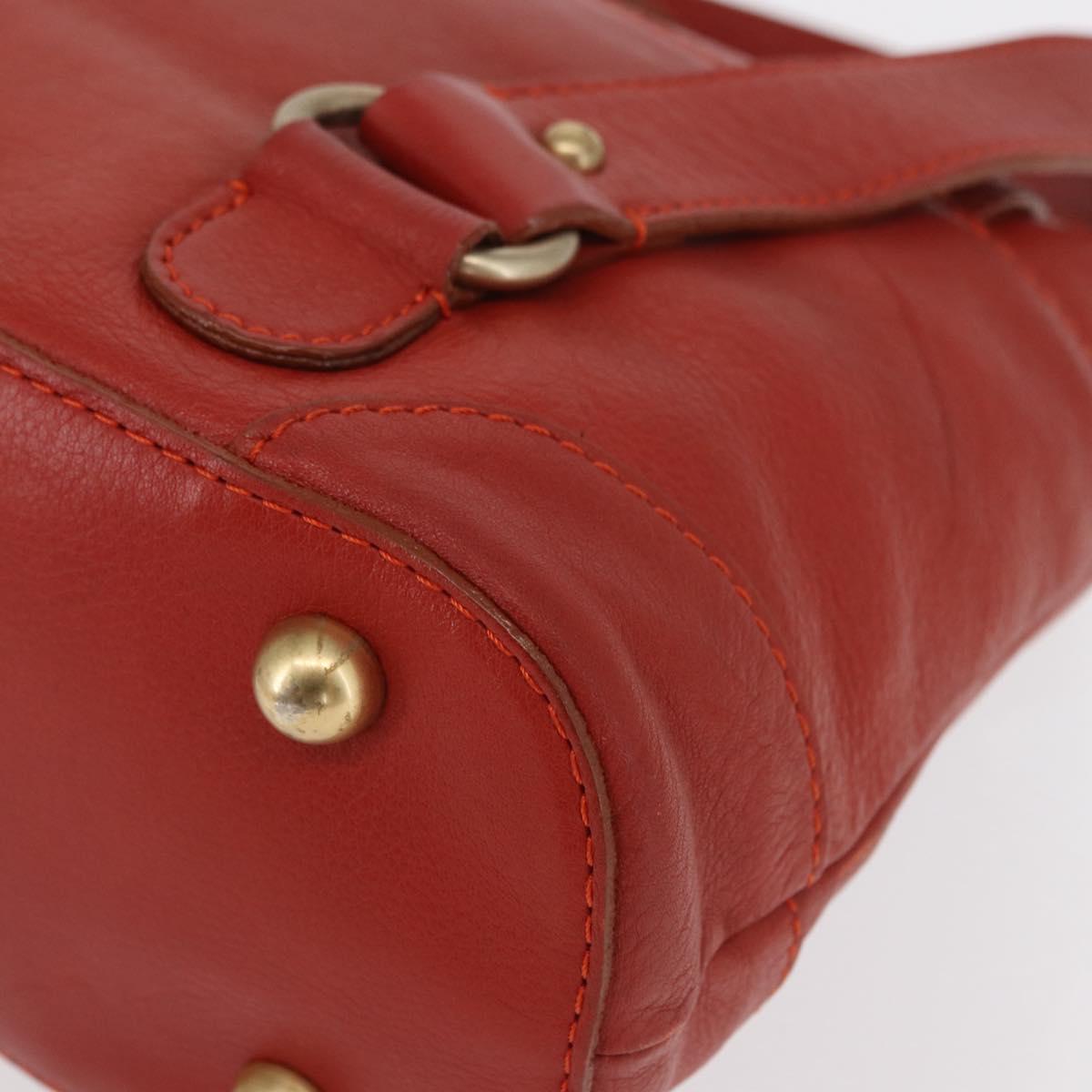 Chloe Hand Bag Leather Red Gold Auth BA9169