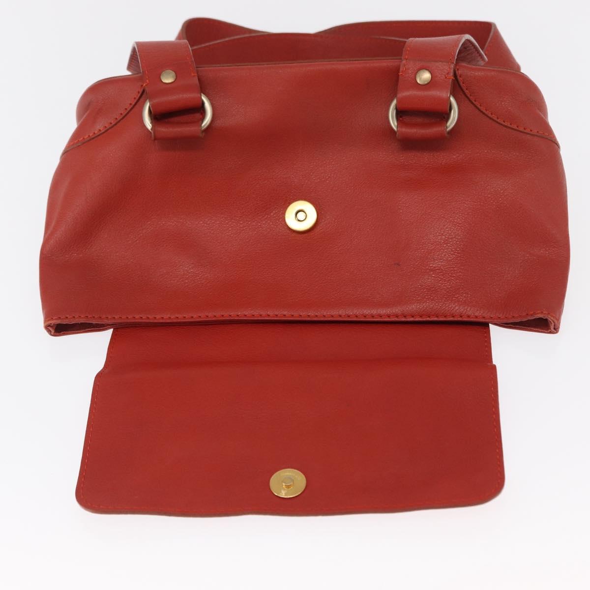 Chloe Hand Bag Leather Red Gold Auth BA9169