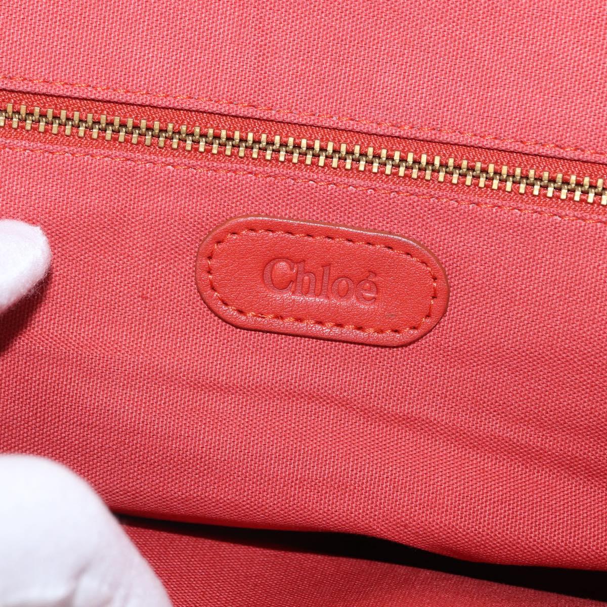 Chloe Hand Bag Leather Red Gold Auth BA9169