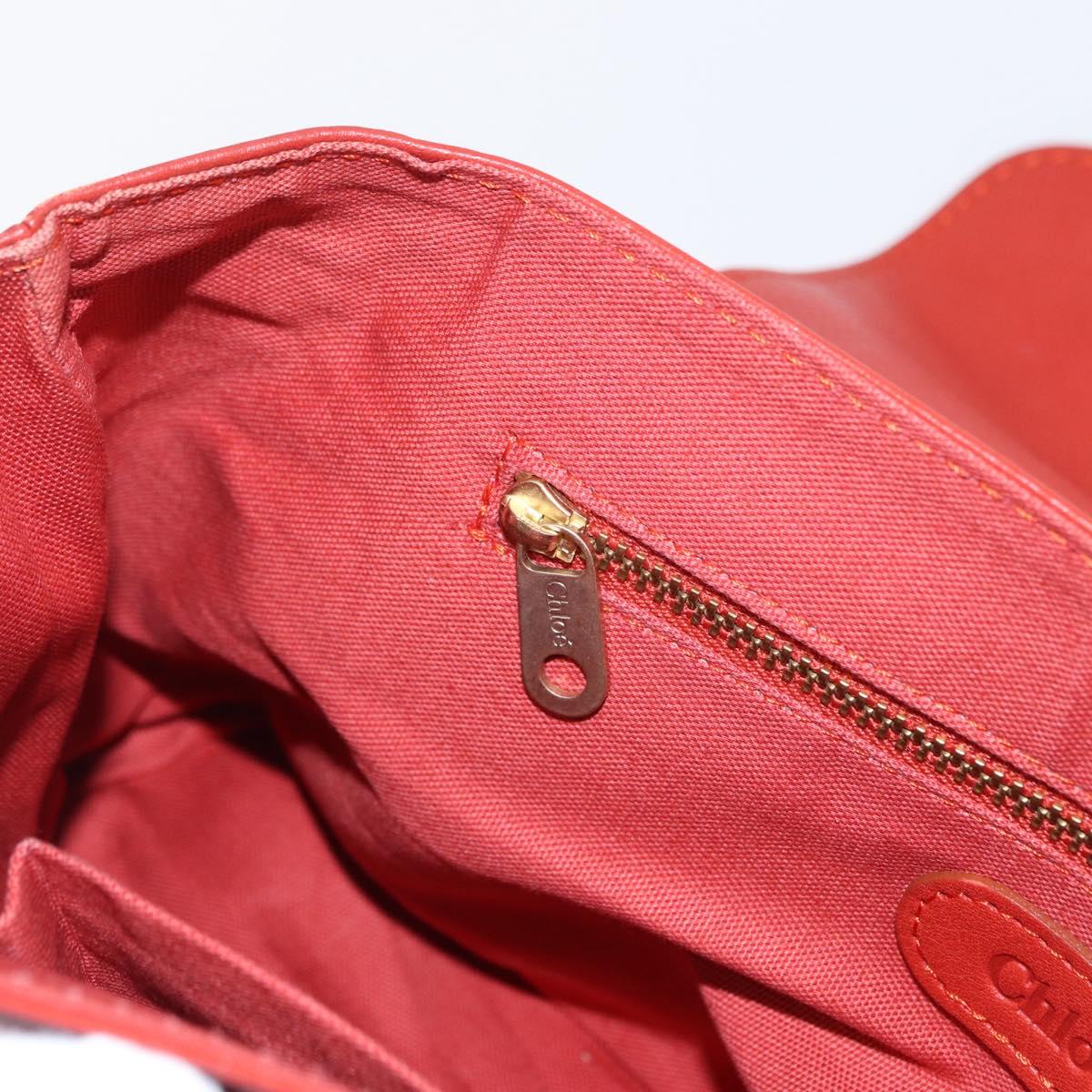 Chloe Hand Bag Leather Red Gold Auth BA9169