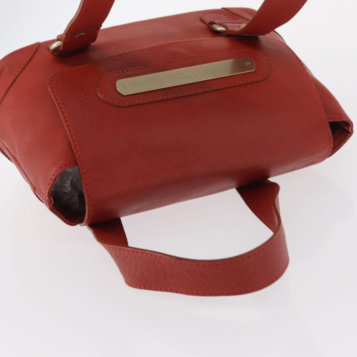 Chloe Hand Bag Leather Red Gold Auth BA9169