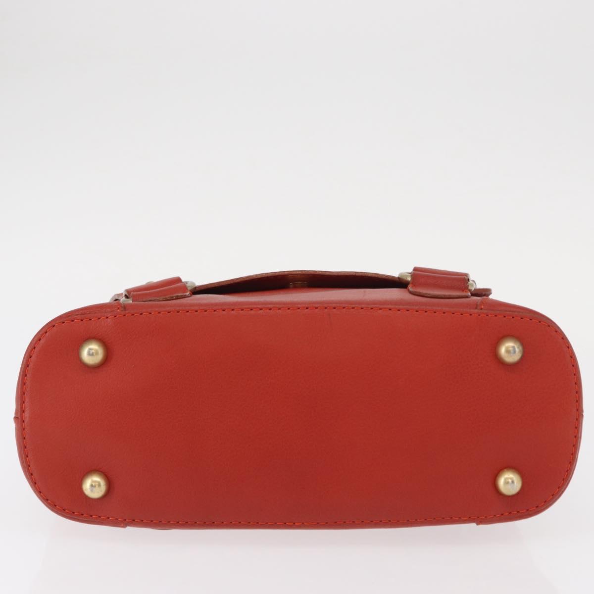 Chloe Hand Bag Leather Red Gold Auth BA9169
