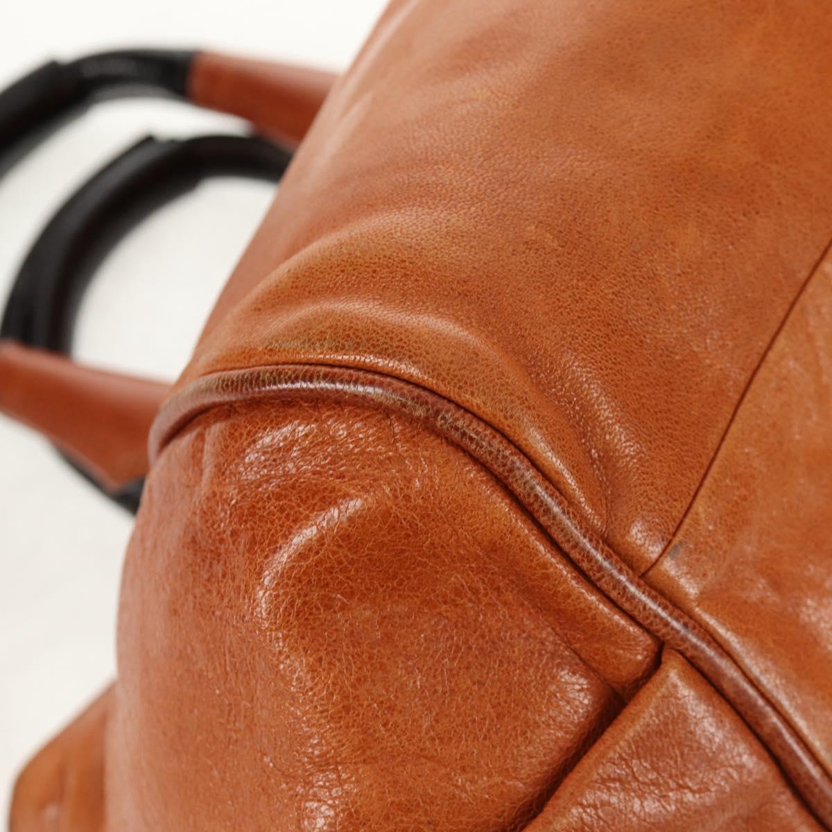 Chloe Etel Hand Bag Leather 2way Brown Gold Auth BA9170