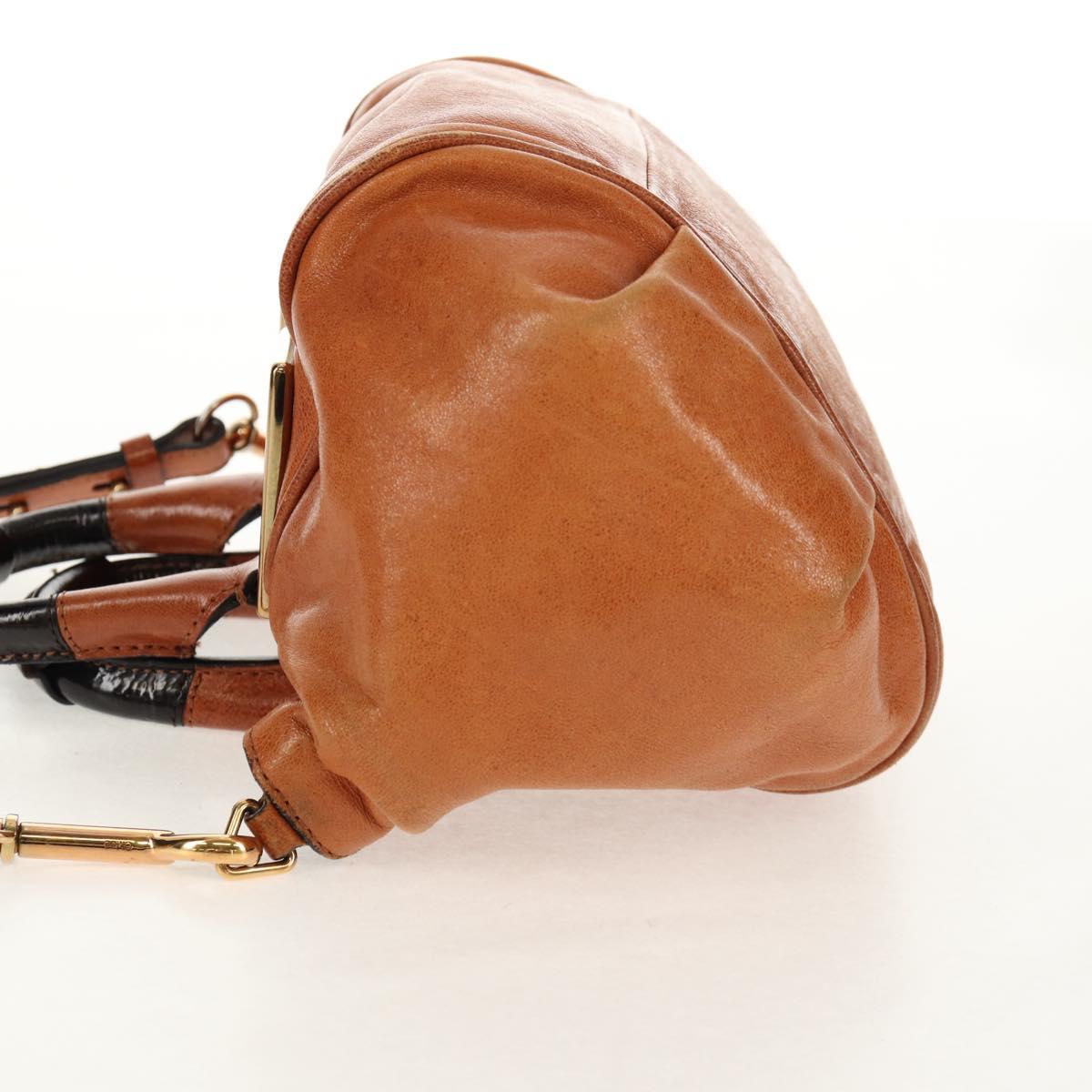 Chloe Etel Hand Bag Leather 2way Brown Gold Auth BA9170