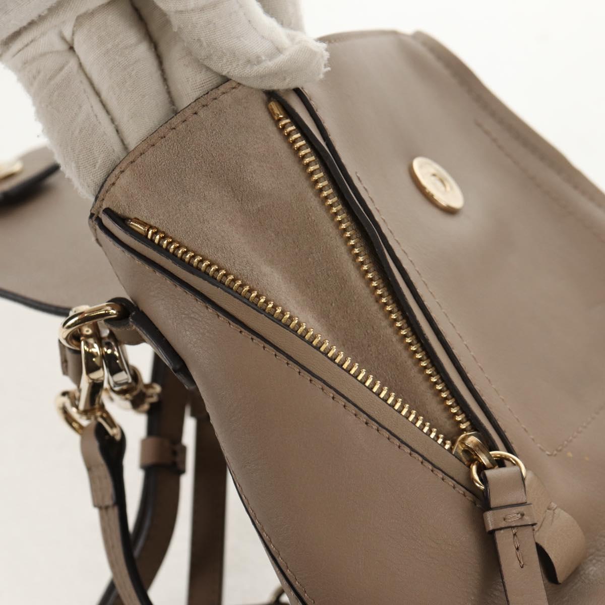 Chloe Fay Backpack Suede Leather 2way Gray Gold Auth BA9172