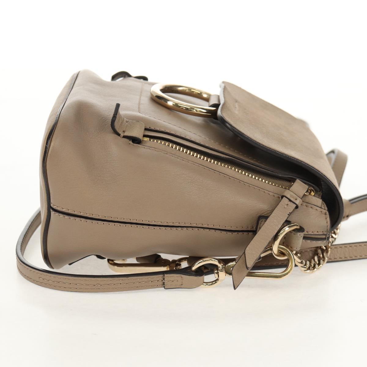 Chloe Fay Backpack Suede Leather 2way Gray Gold Auth BA9172