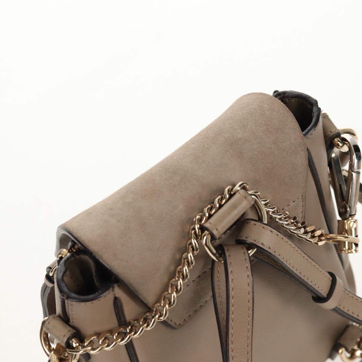 Chloe Fay Backpack Suede Leather 2way Gray Gold Auth BA9172