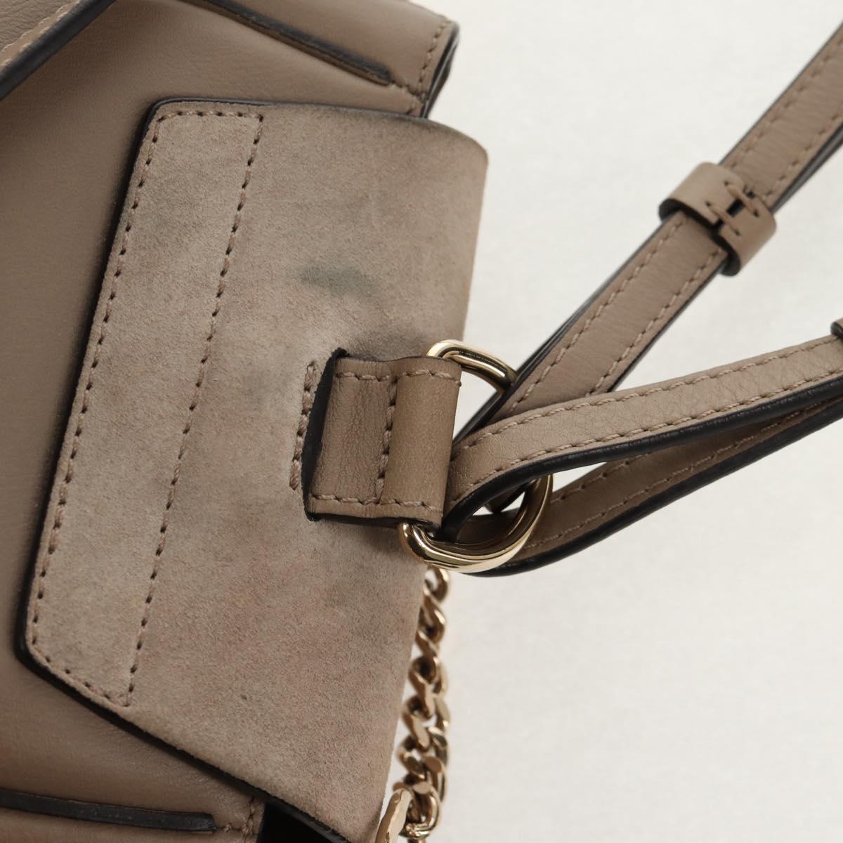 Chloe Fay Backpack Suede Leather 2way Gray Gold Auth BA9172