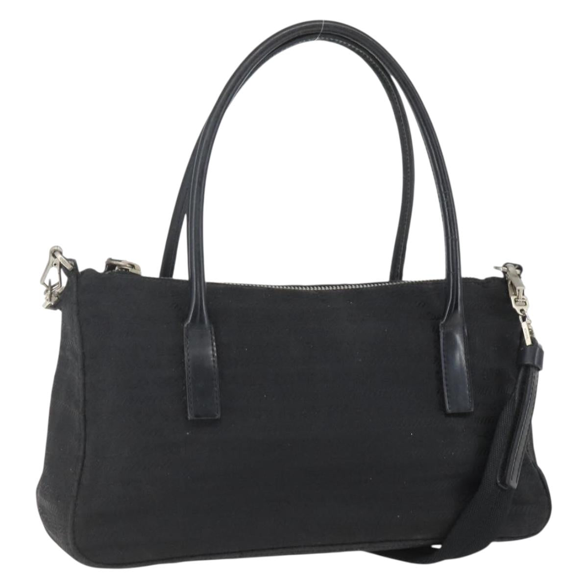 PRADA Hand Bag Nylon 2way Black Silver Auth BA9174
