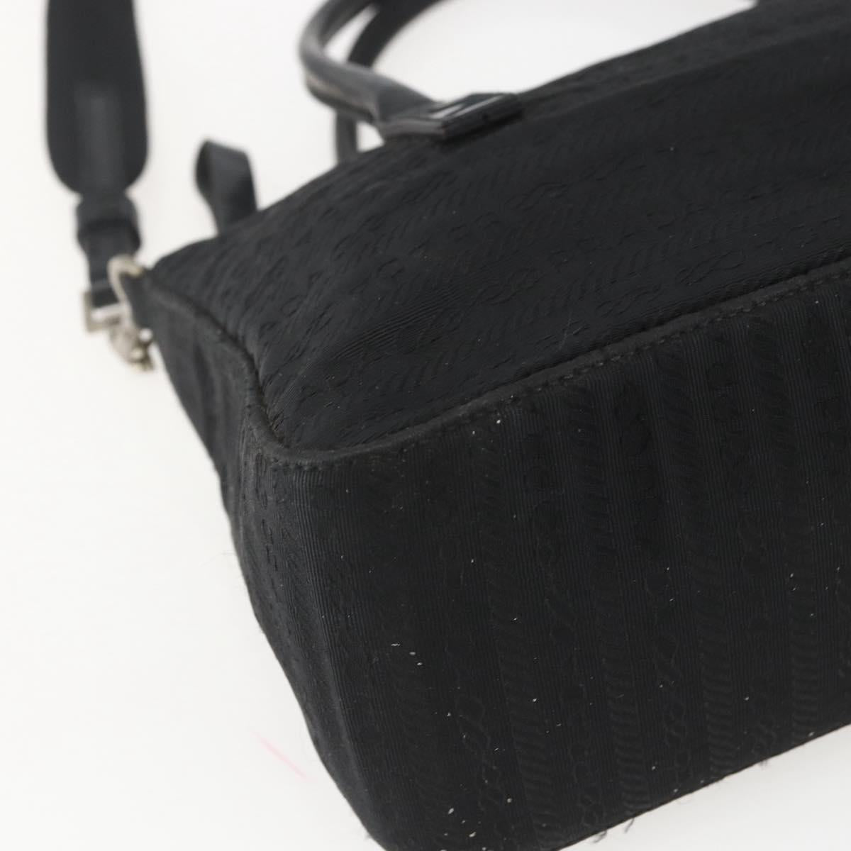 PRADA Hand Bag Nylon 2way Black Silver Auth BA9174