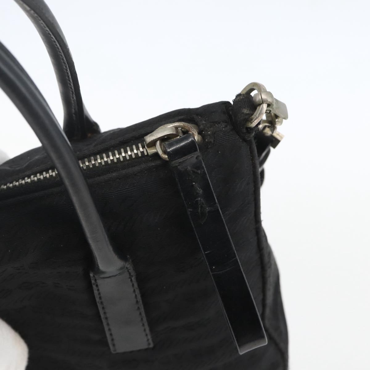 PRADA Hand Bag Nylon 2way Black Silver Auth BA9174