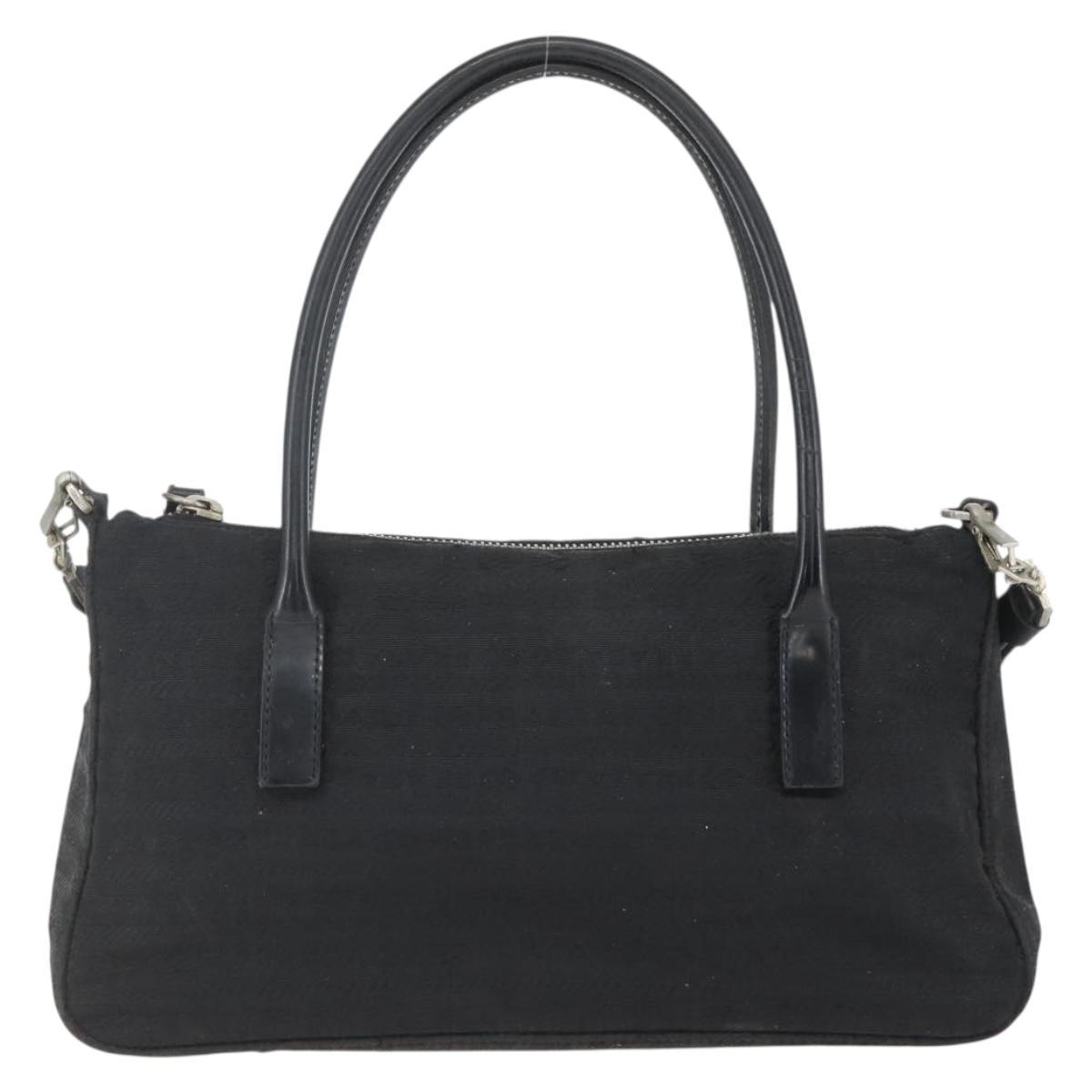 PRADA Hand Bag Nylon 2way Black Silver Auth BA9174
