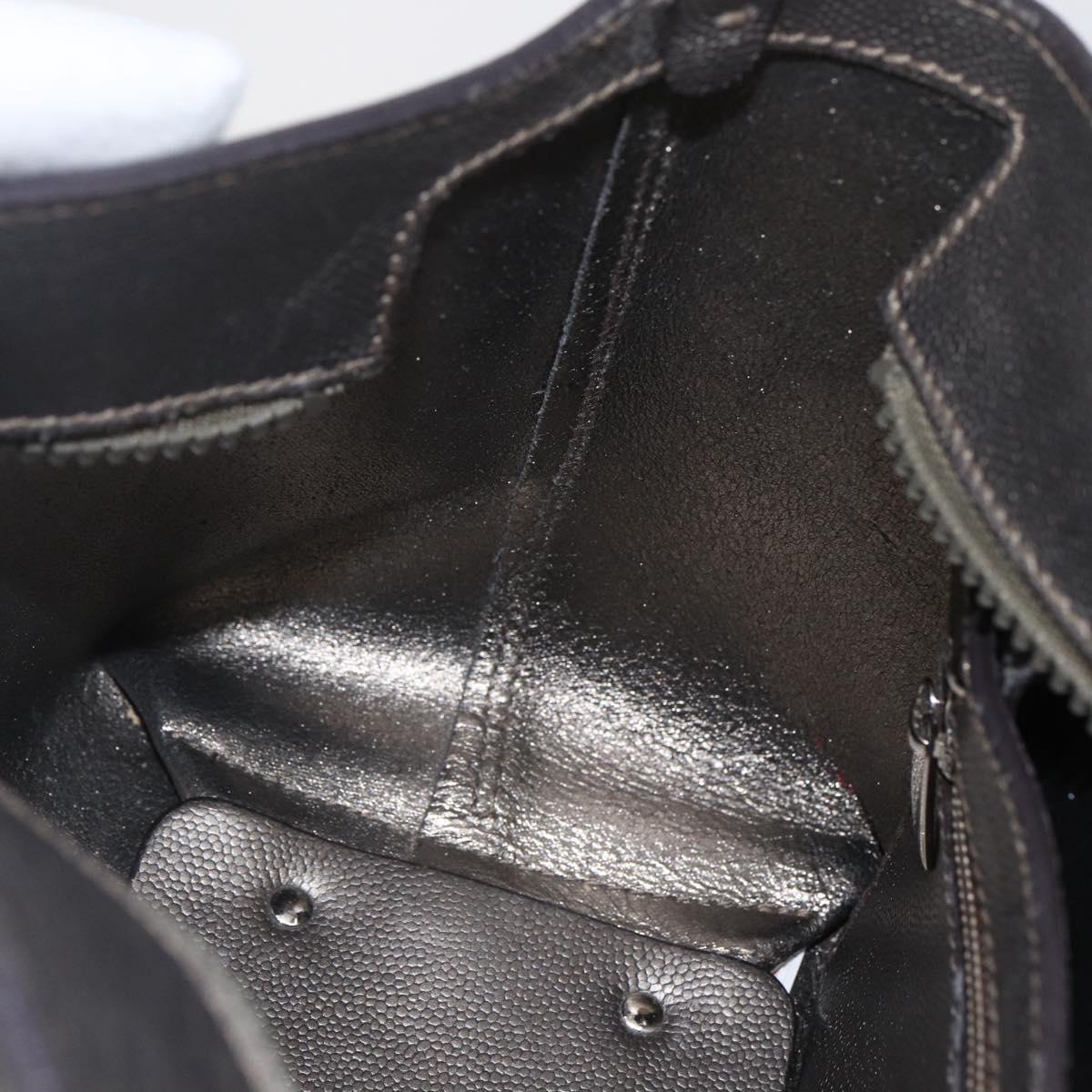 Salvatore Ferragamo Gancini Hand Bag Leather Silver Auth BA9175