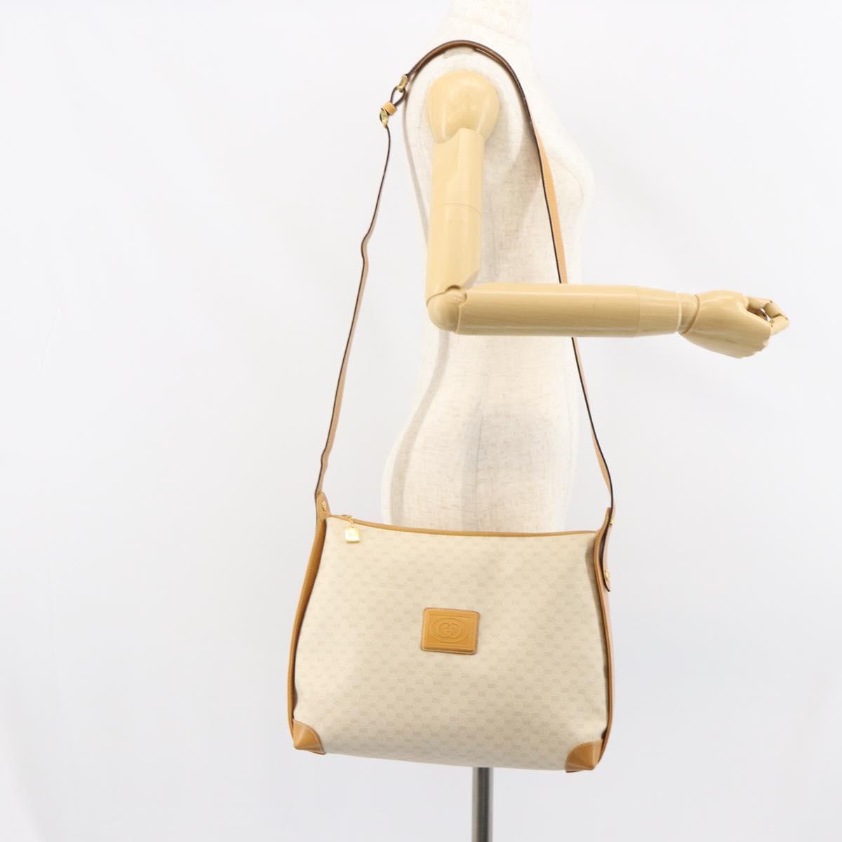 GUCCI Micro GG Supreme Shoulder Bag PVC Beige Gold 104 004 0024 Auth BA9177