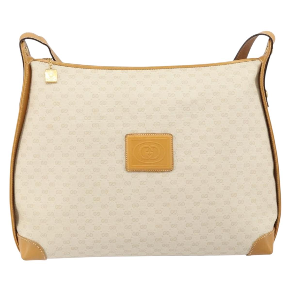 GUCCI Micro GG Supreme Shoulder Bag PVC Beige Gold 104 004 0024 Auth BA9177