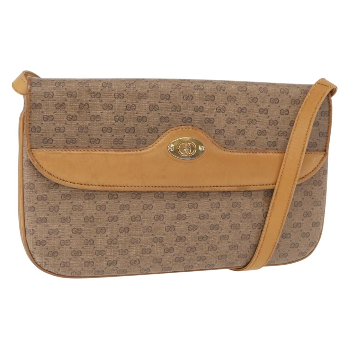GUCCI Micro GG Supreme Shoulder Bag PVC Beige Gold 104 004 0024 Auth BA9178