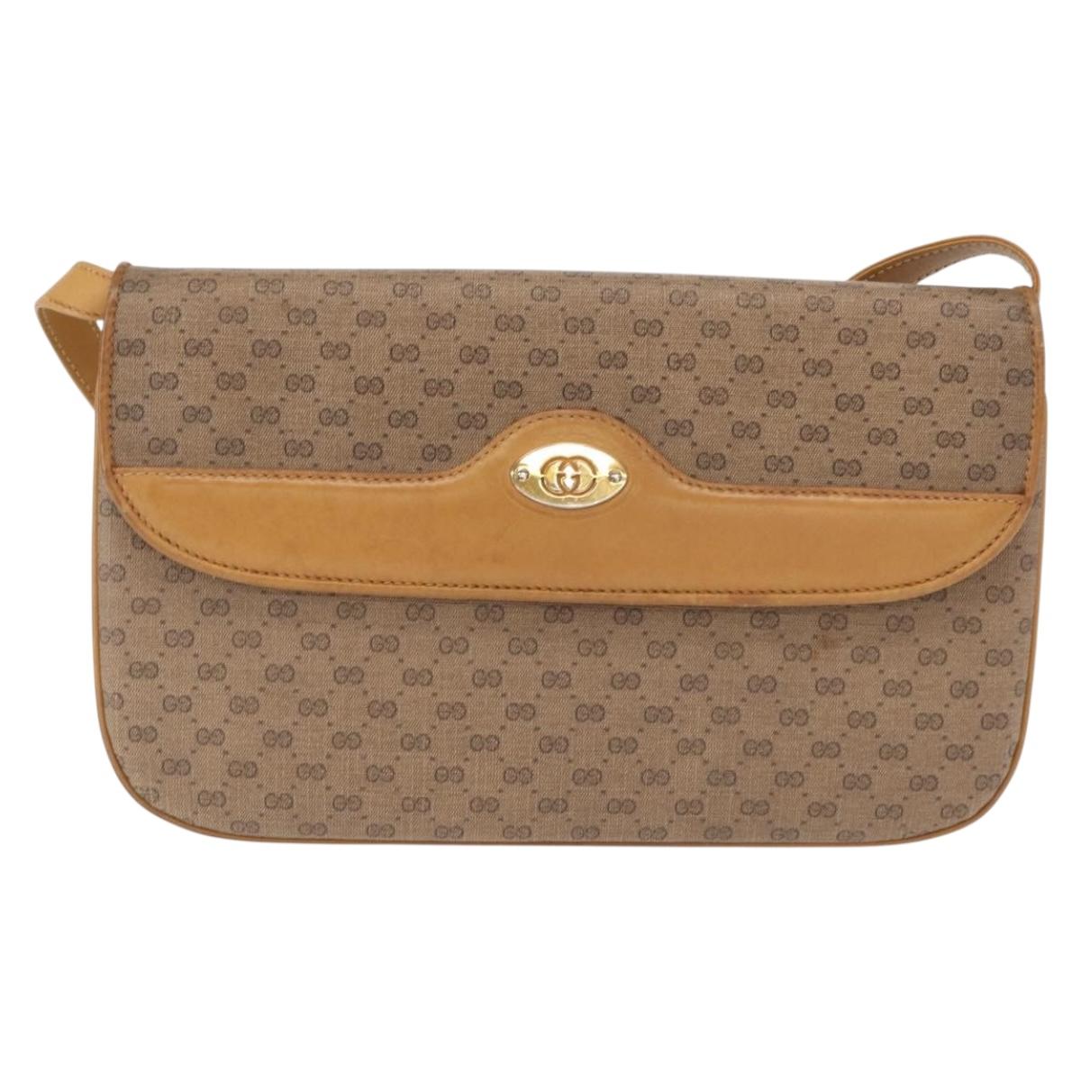 GUCCI Micro GG Supreme Shoulder Bag PVC Beige Gold 104 004 0024 Auth BA9178