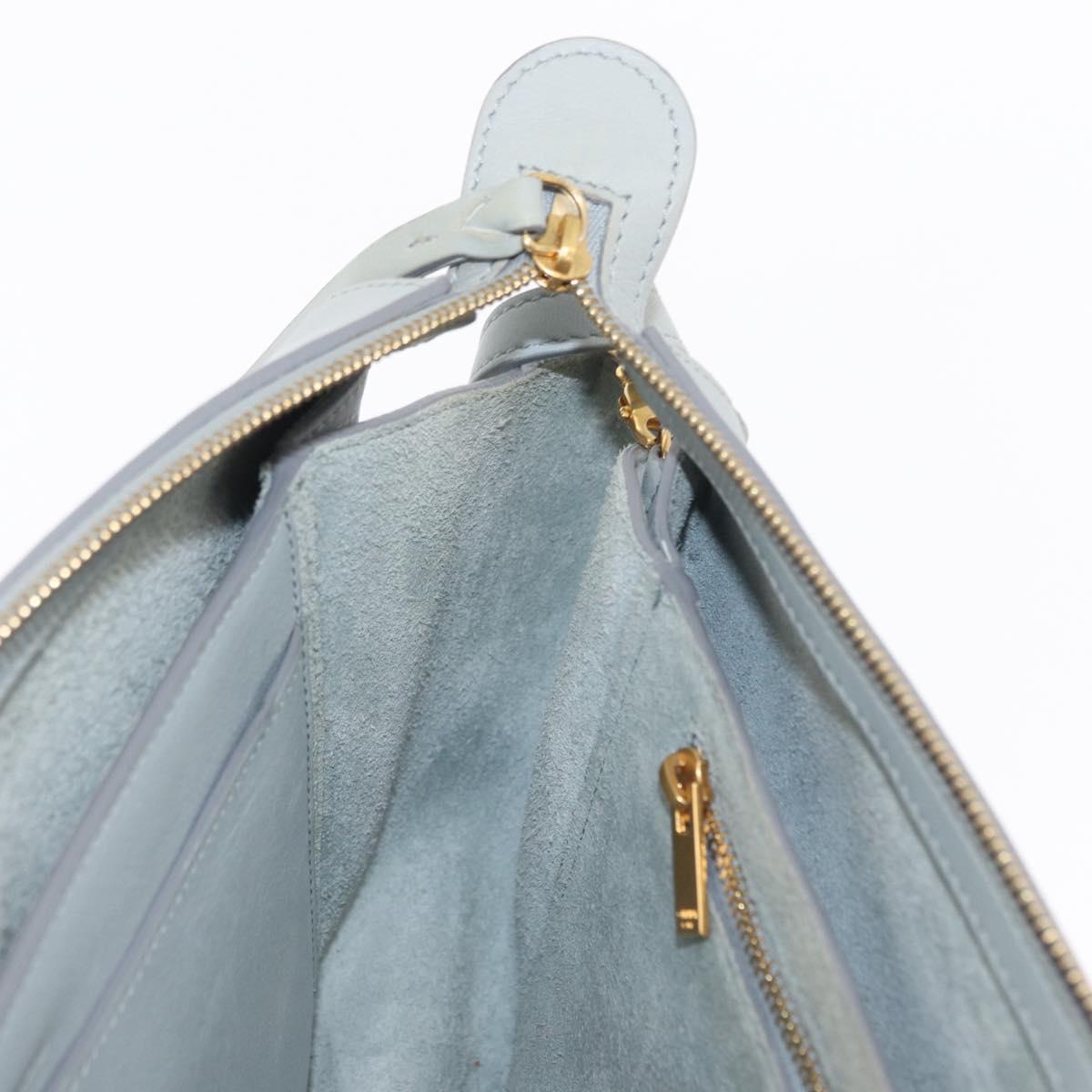 CELINE Chain Trifold Shoulder Bag Leather Gray Gold Auth BA9180