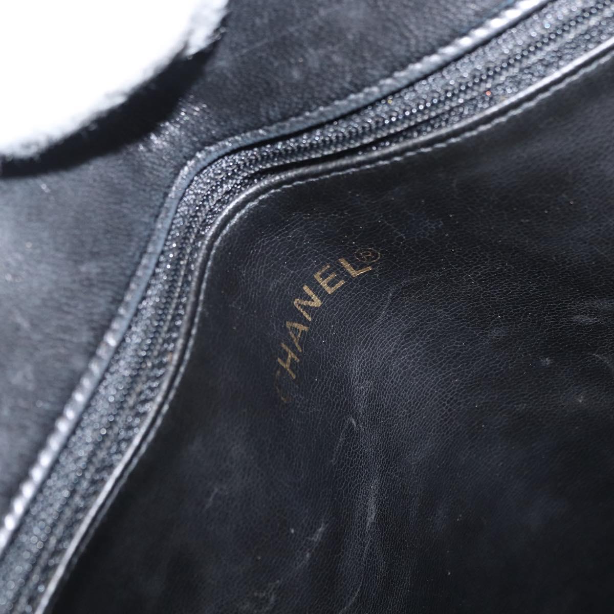 CHANEL Shoulder Bag Lamb Skin Black Gold CC Auth BA9188