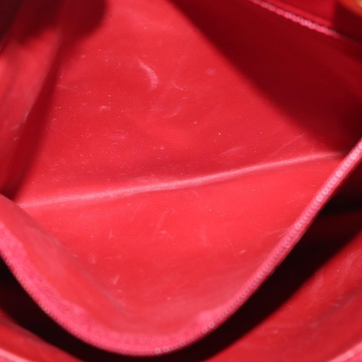 CHANEL Matelasse Chain Shoulder Bag Lamb Skin Red Gold CC Auth BA9195