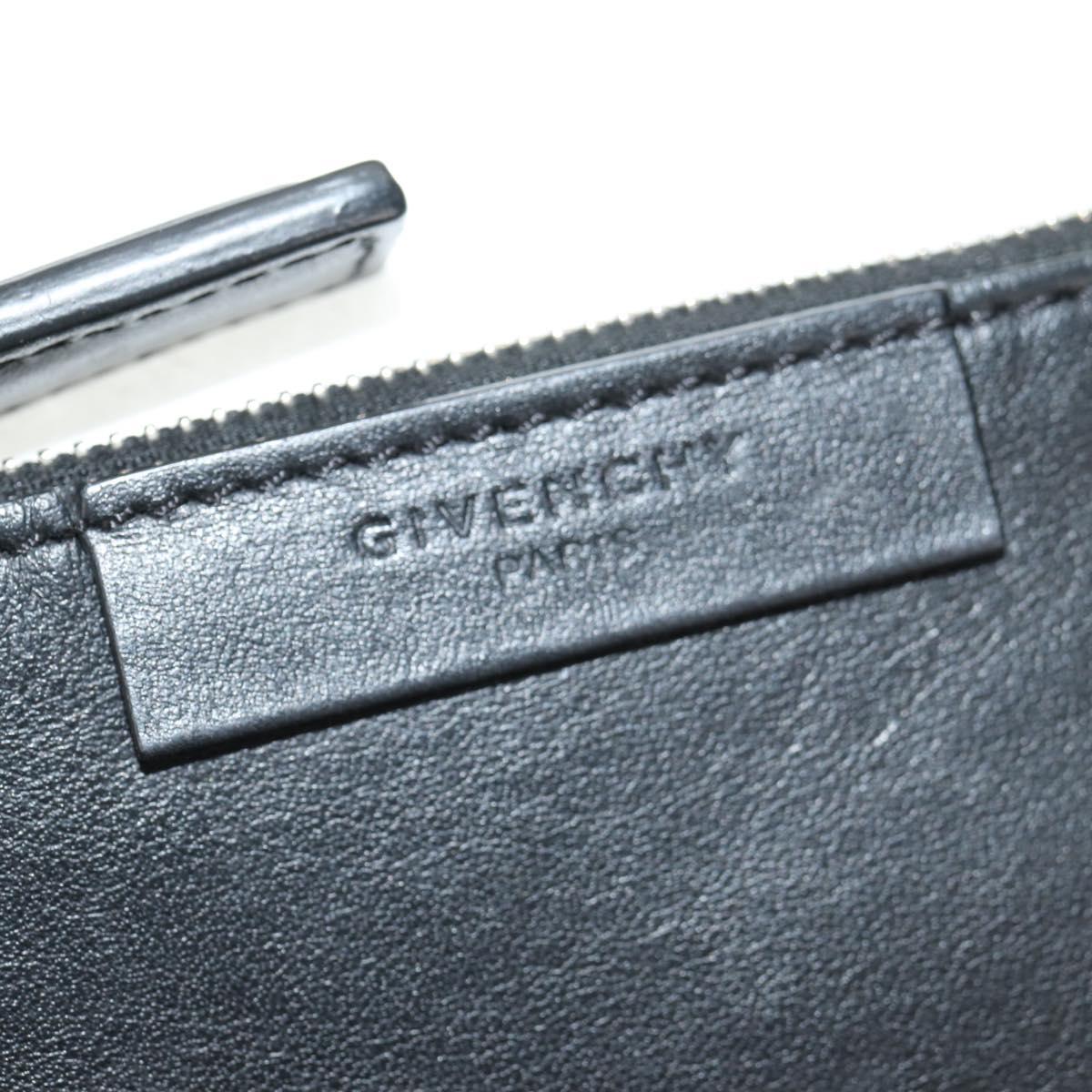 GIVENCHY Hand Bag Leather 2way Black Silver Auth BA9198V