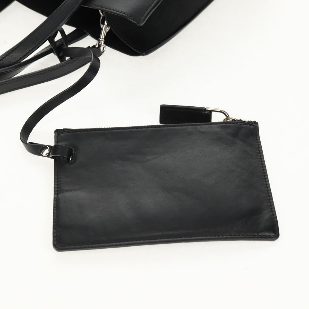 GIVENCHY Hand Bag Leather 2way Black Silver Auth BA9198V