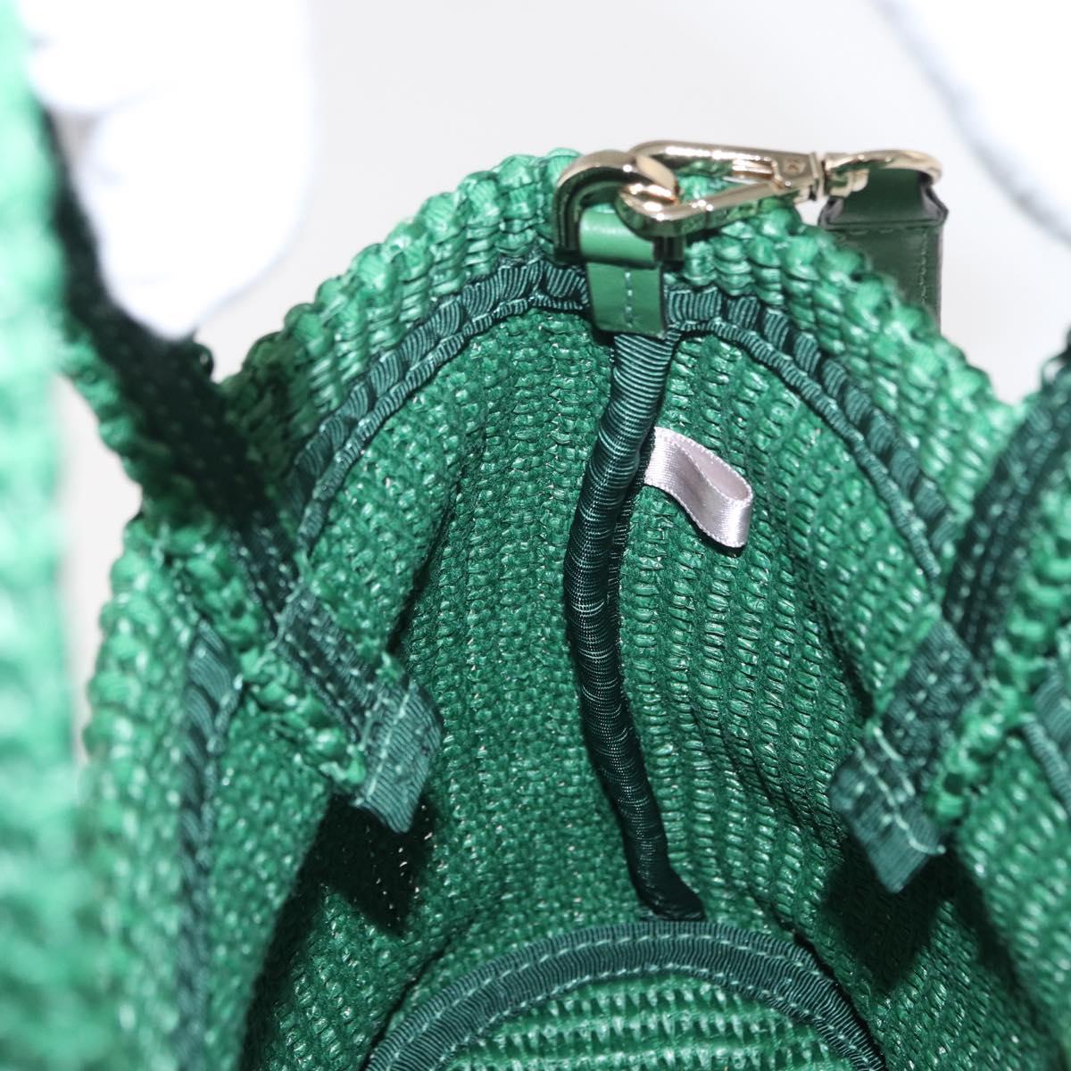 Jimmy Choo Hand Bag Raffia 2way Green Gold Auth BA9200