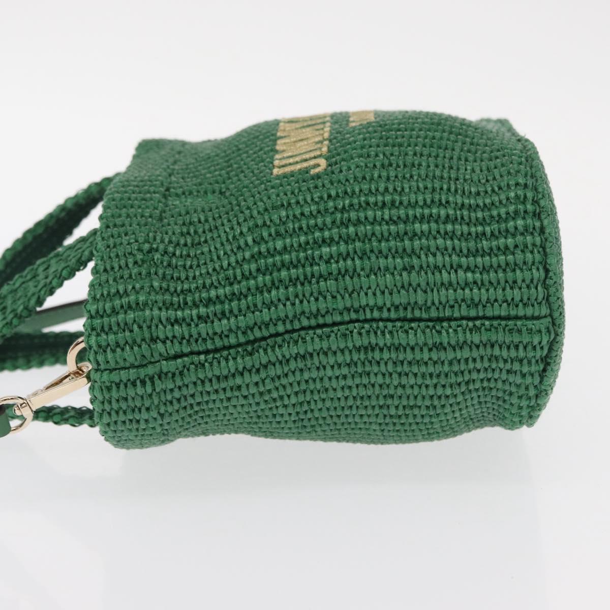 Jimmy Choo Hand Bag Raffia 2way Green Gold Auth BA9200