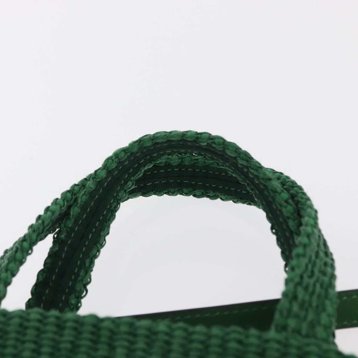 Jimmy Choo Hand Bag Raffia 2way Green Gold Auth BA9200