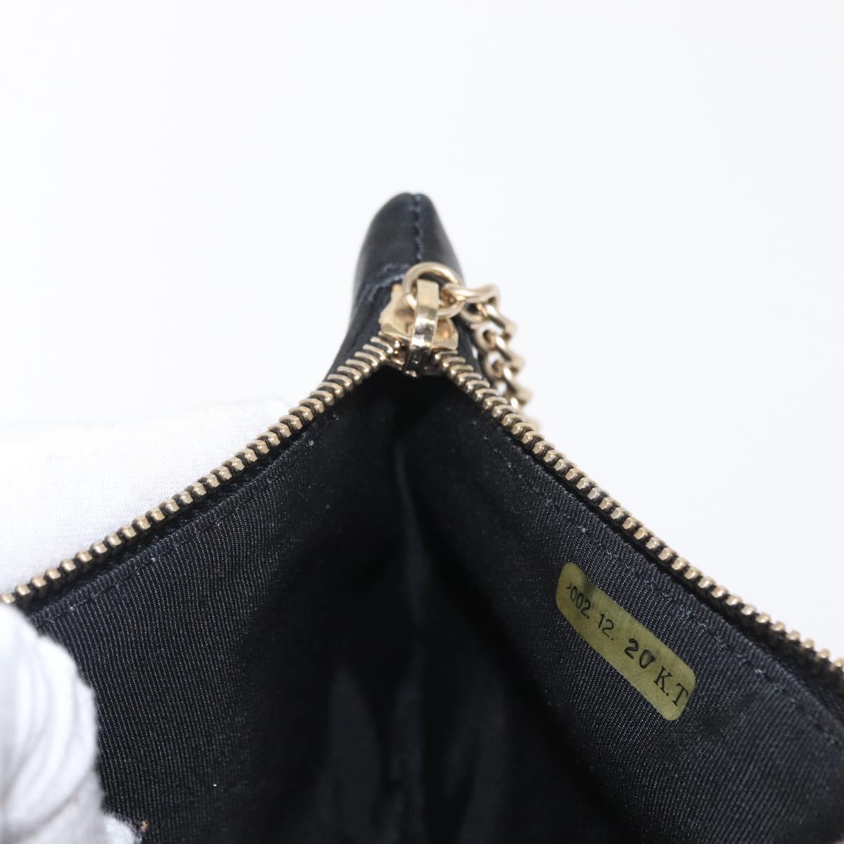 CHANEL Camelia Clutch Bag Lamb Skin Black Silver CC Auth BA9202V
