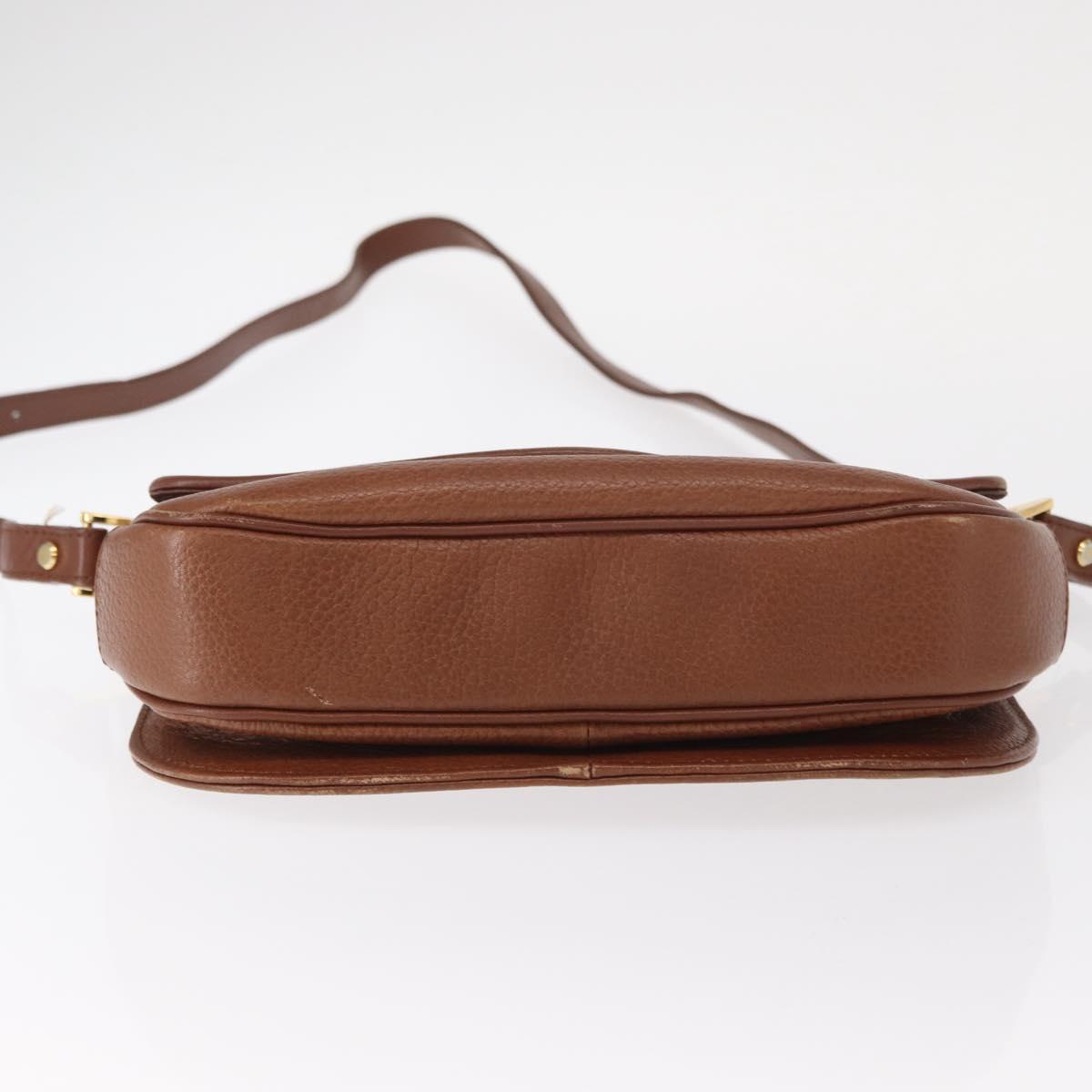Burberrys Shoulder Bag Leather Brown Gold Auth BA9207