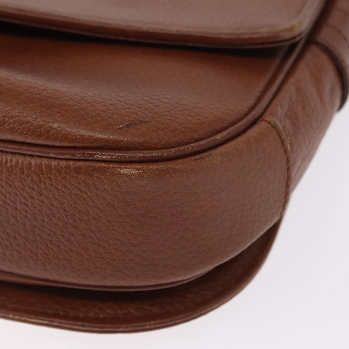 Burberrys Shoulder Bag Leather Brown Gold Auth BA9207