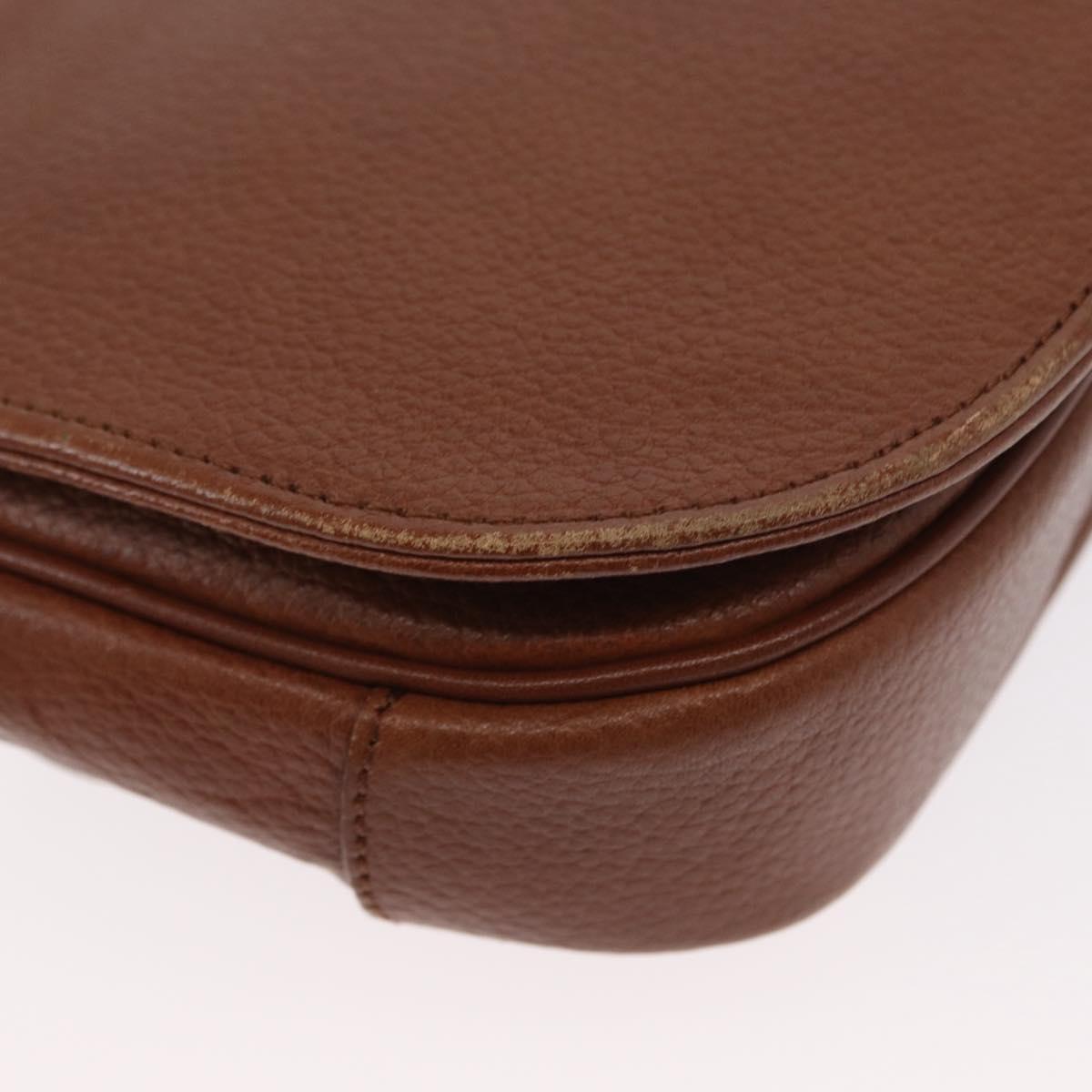 Burberrys Shoulder Bag Leather Brown Gold Auth BA9207