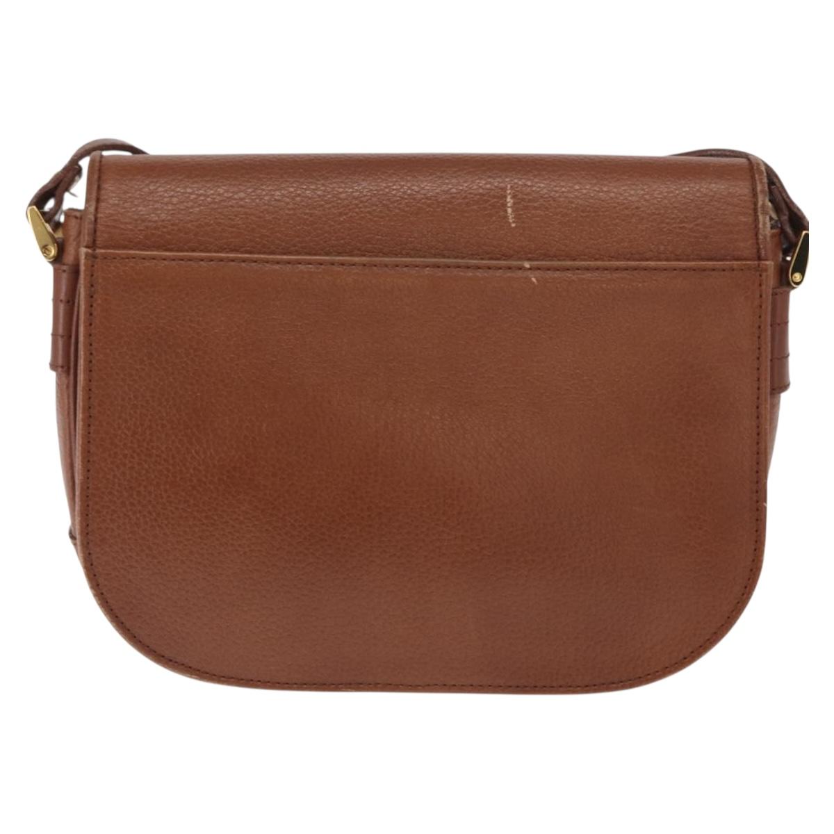 Burberrys Shoulder Bag Leather Brown Gold Auth BA9207