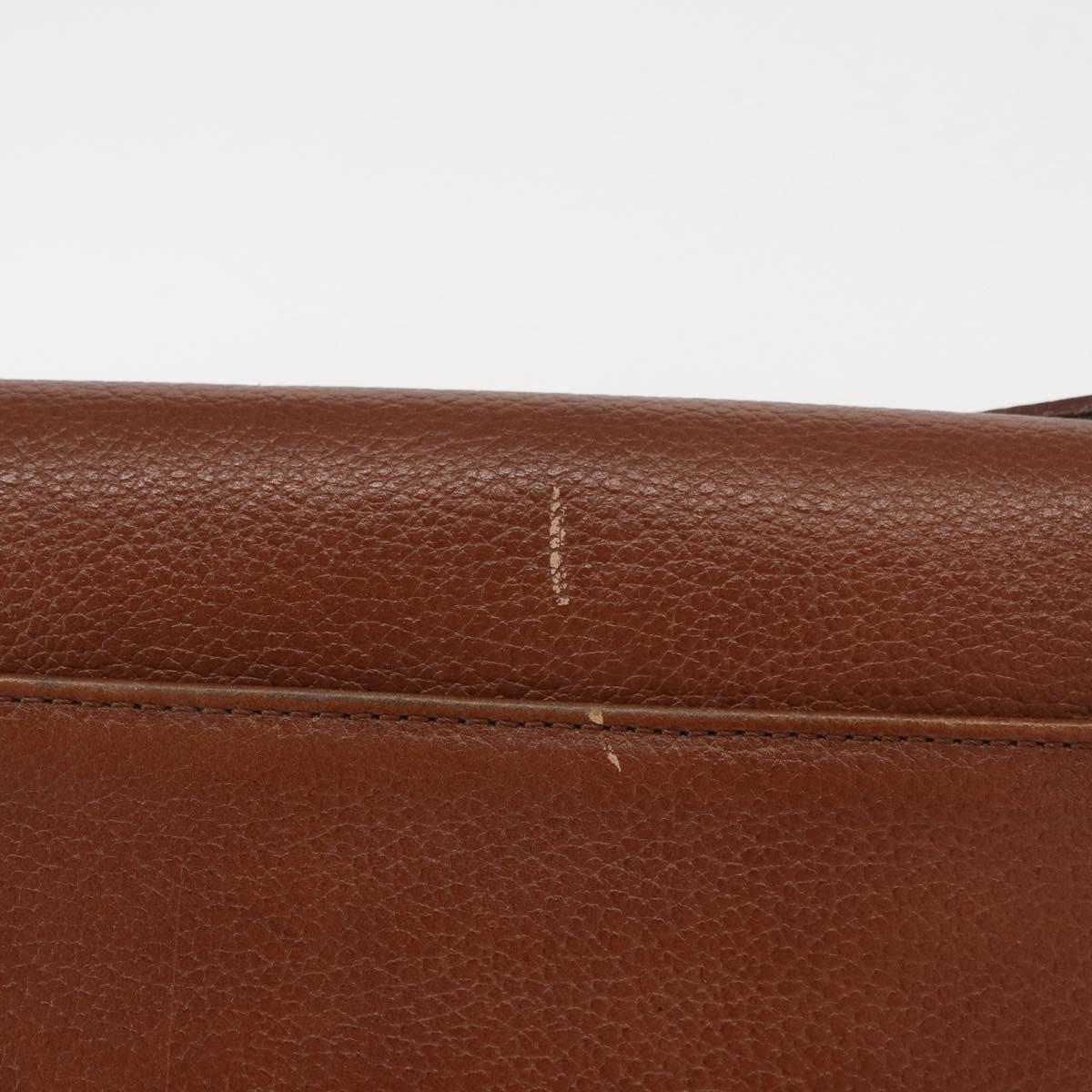 Burberrys Shoulder Bag Leather Brown Gold Auth BA9207