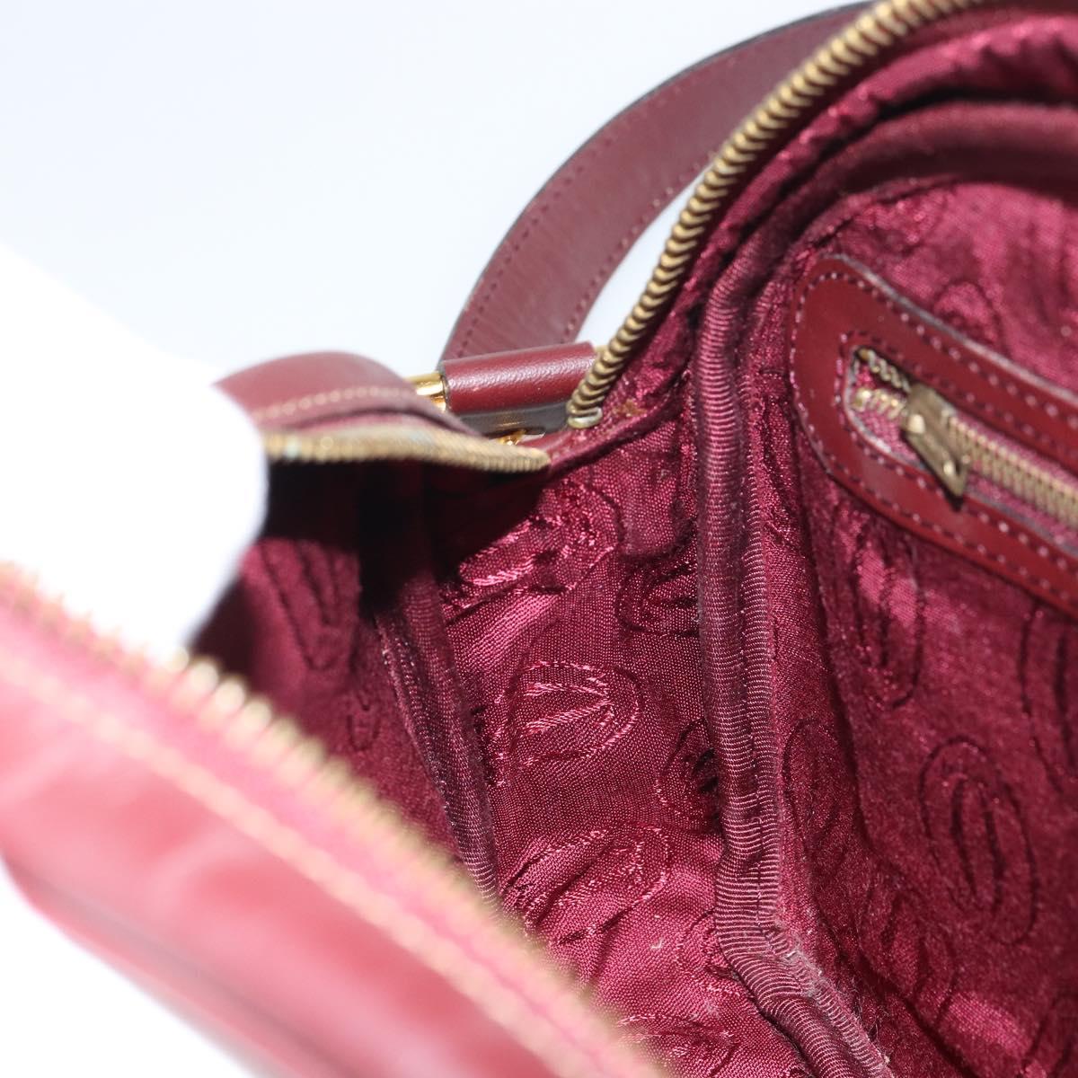 CARTIER Must Line Shoulder Bag Leather Bordeaux Gold Auth BA9209
