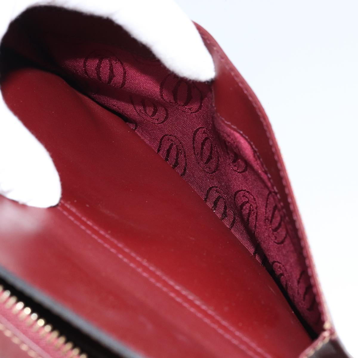 CARTIER Must Line Shoulder Bag Leather Bordeaux Gold Auth BA9209