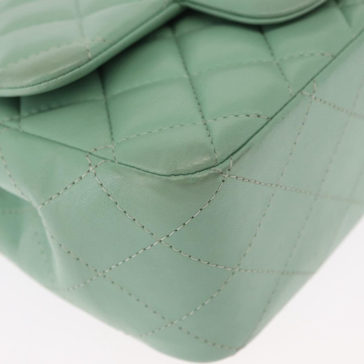 CHANEL Chain Mini Matelasse 16 Bag Lamb Skin LIme Green Gold CC Auth BA9219SAV