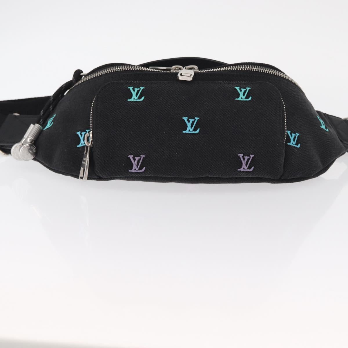 LOUIS VUITTON Monogram Denim Rush Bum Bag Denim Black M13961 Auth BA9222SAM
