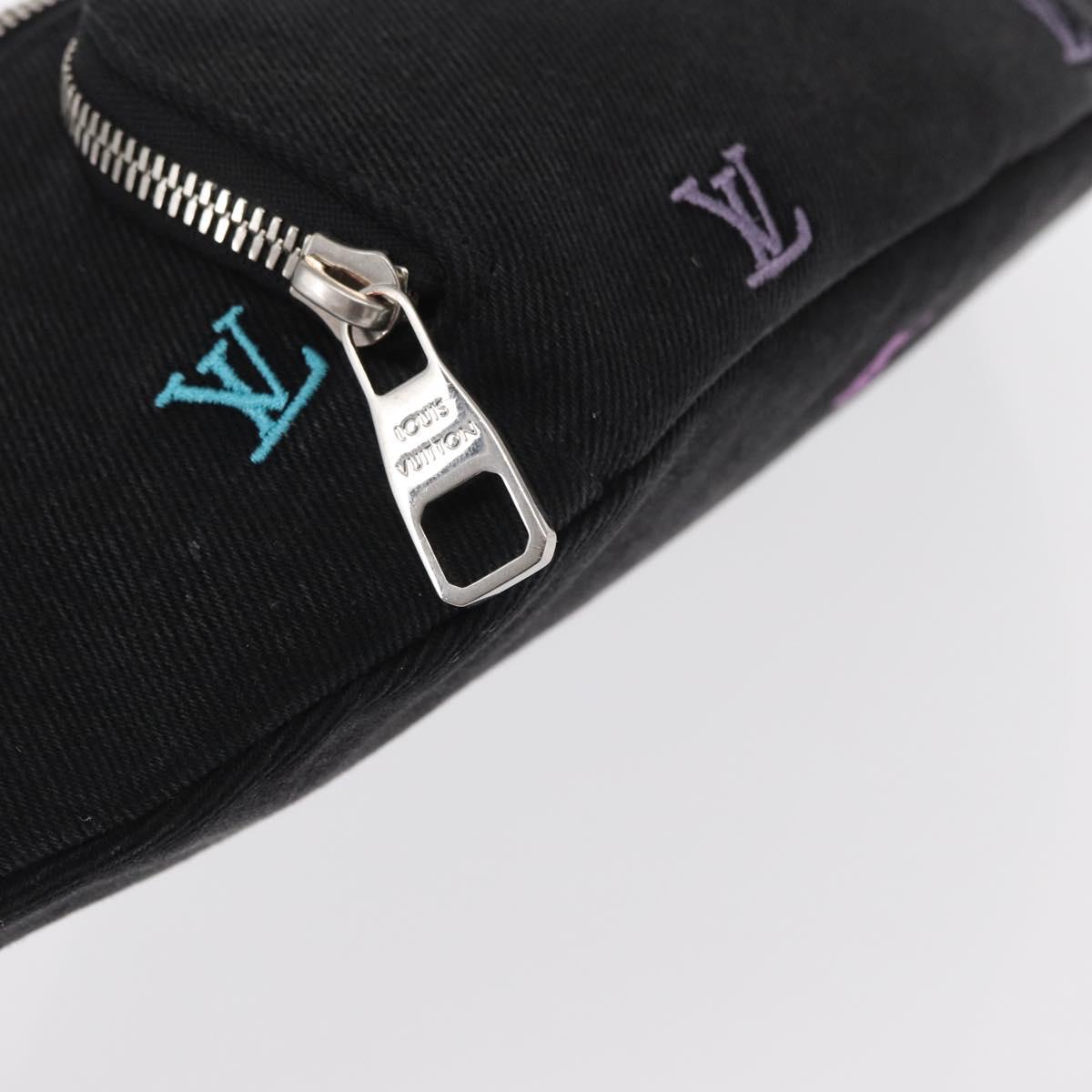 LOUIS VUITTON Monogram Denim Rush Bum Bag Denim Black M13961 Auth BA9222SAM