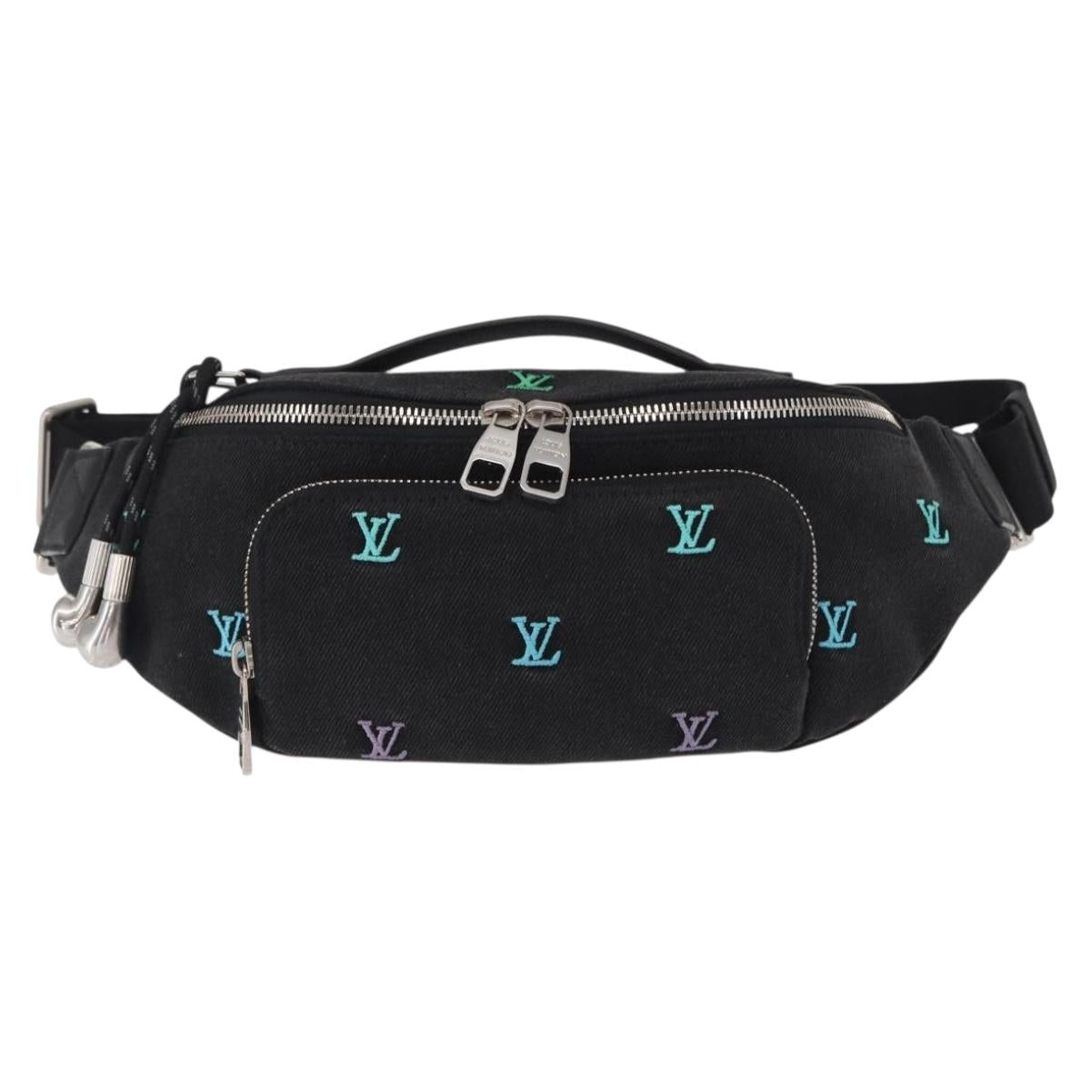 LOUIS VUITTON Monogram Denim Rush Bum Bag Denim Black M13961 Auth BA9222SAM