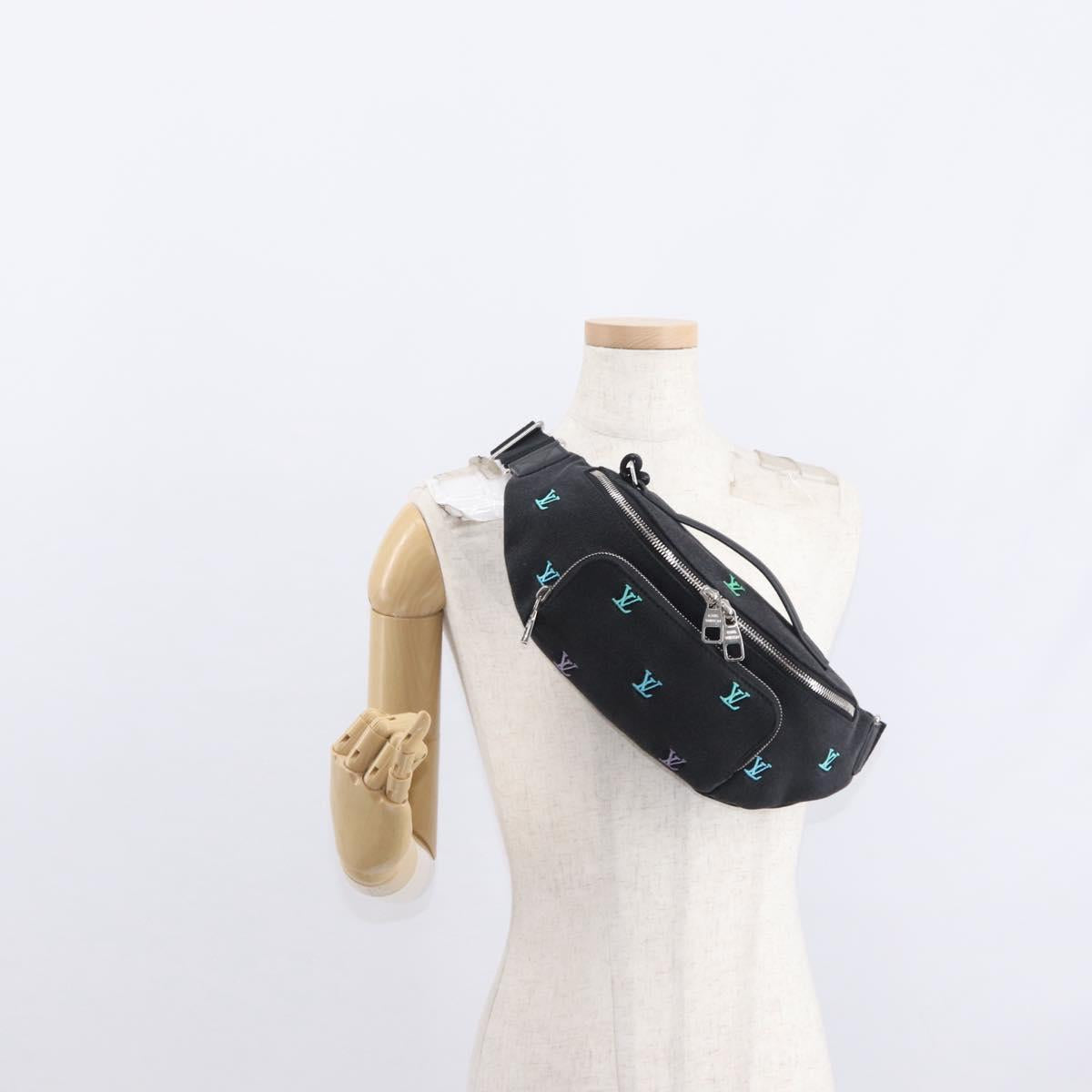 LOUIS VUITTON Monogram Denim Rush Bum Bag Denim Black M13961 Auth BA9222SAM