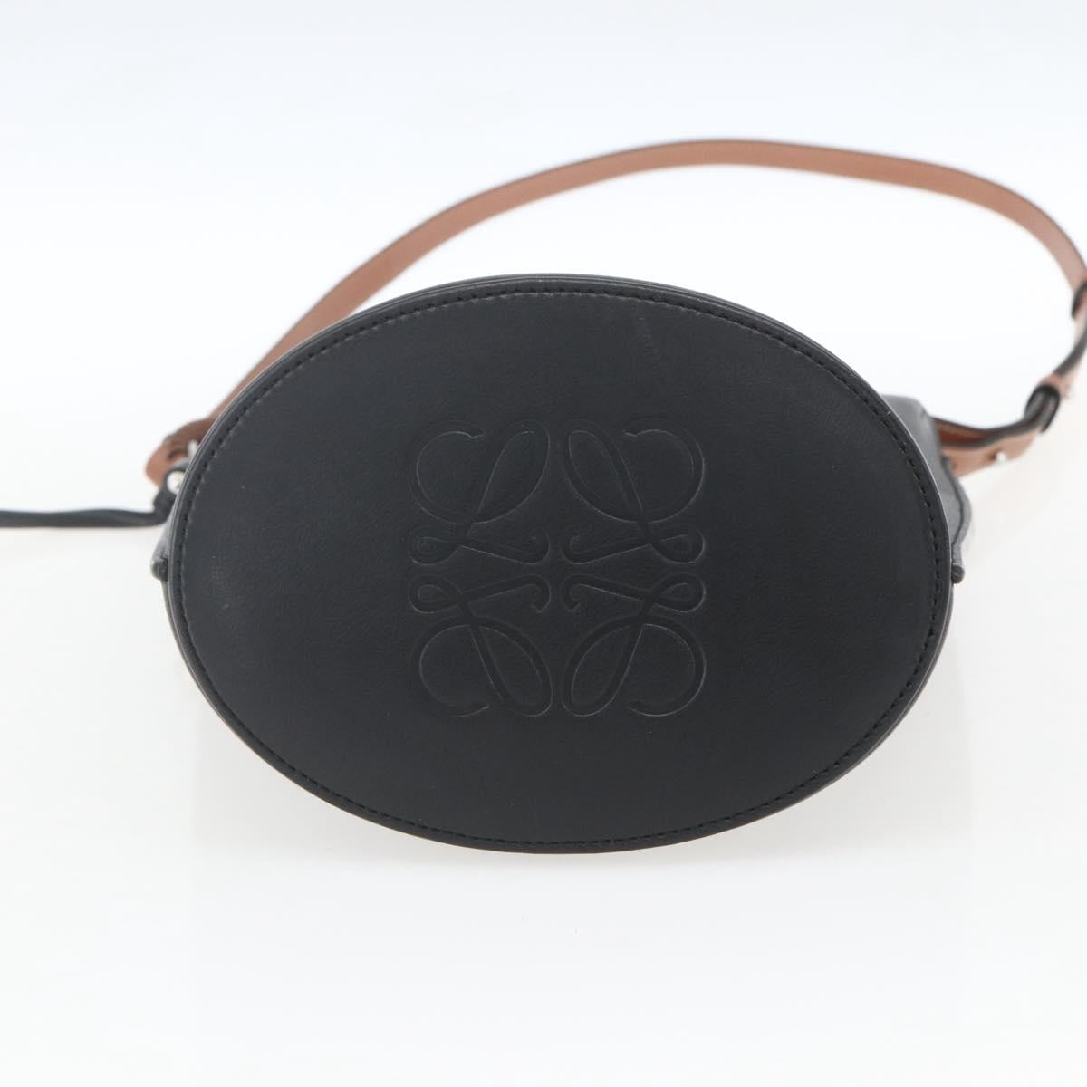 LOEWE Gate Baguette Shoulder Bag Leather 2way Black Silver Auth BA9223V