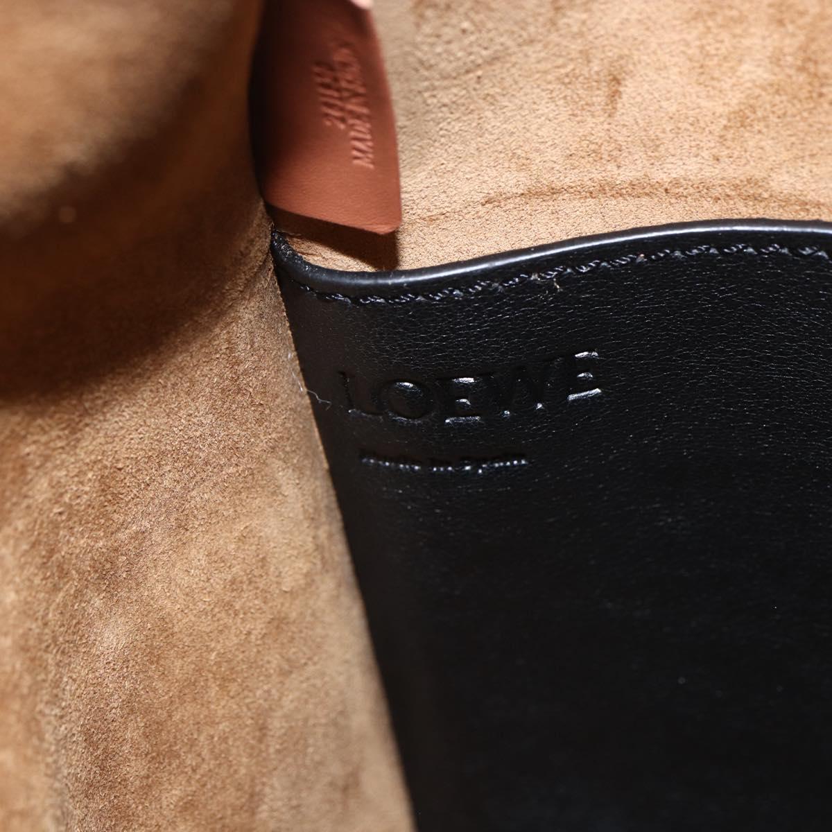 LOEWE Gate Baguette Shoulder Bag Leather 2way Black Silver Auth BA9223V