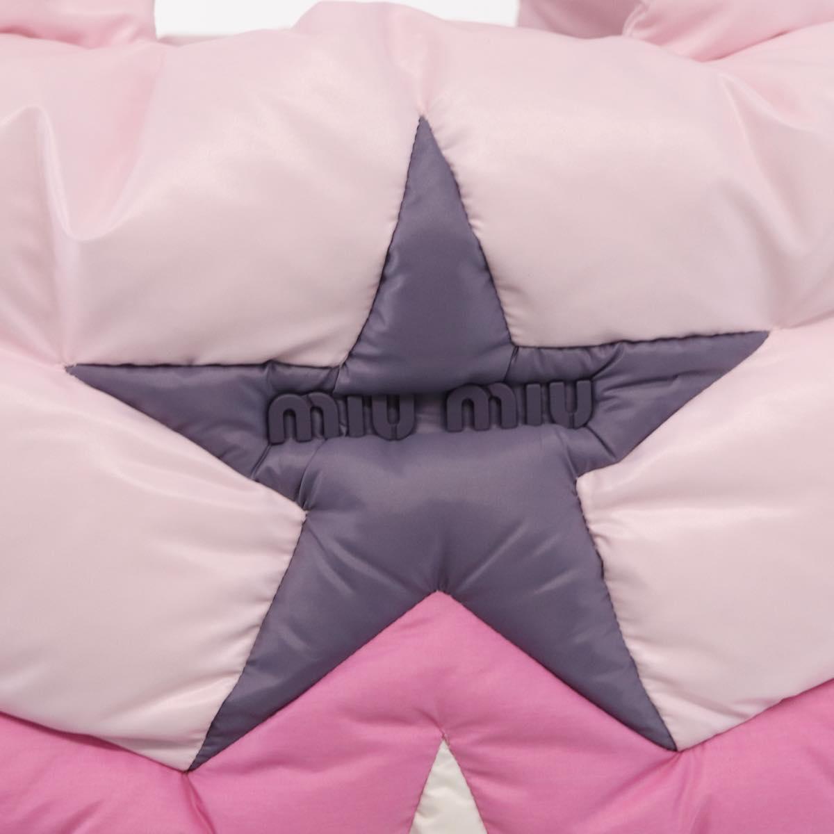 Miu Miu Padded Nylon Tote Bag Nylon Leather Pink Auth BA9224AM