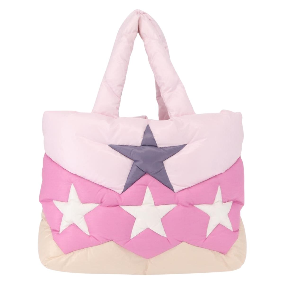 Miu Miu Padded Nylon Tote Bag Nylon Leather Pink Auth BA9224AM